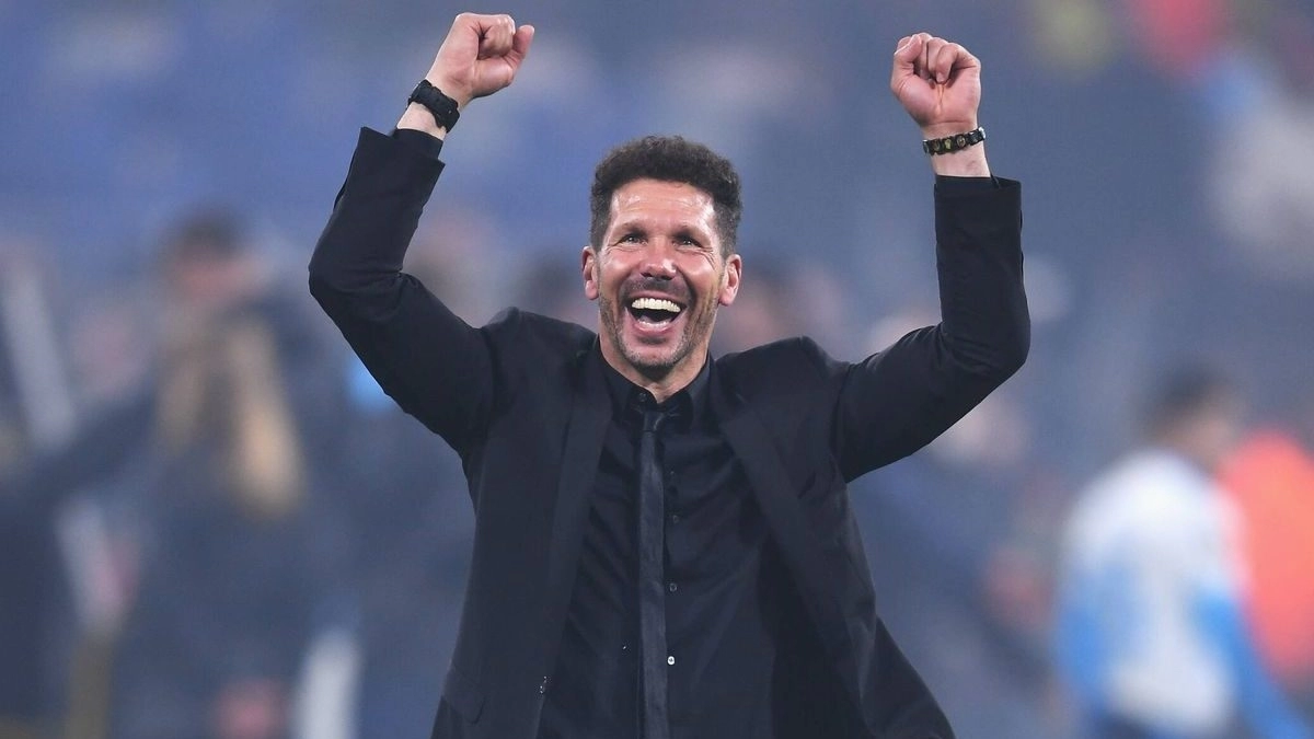 El Cholo Simeone celebra una victoria del Atlético de Madrid