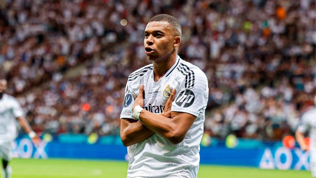 Kylian Mbappé celebra un gol anotado con el Real Madrid
