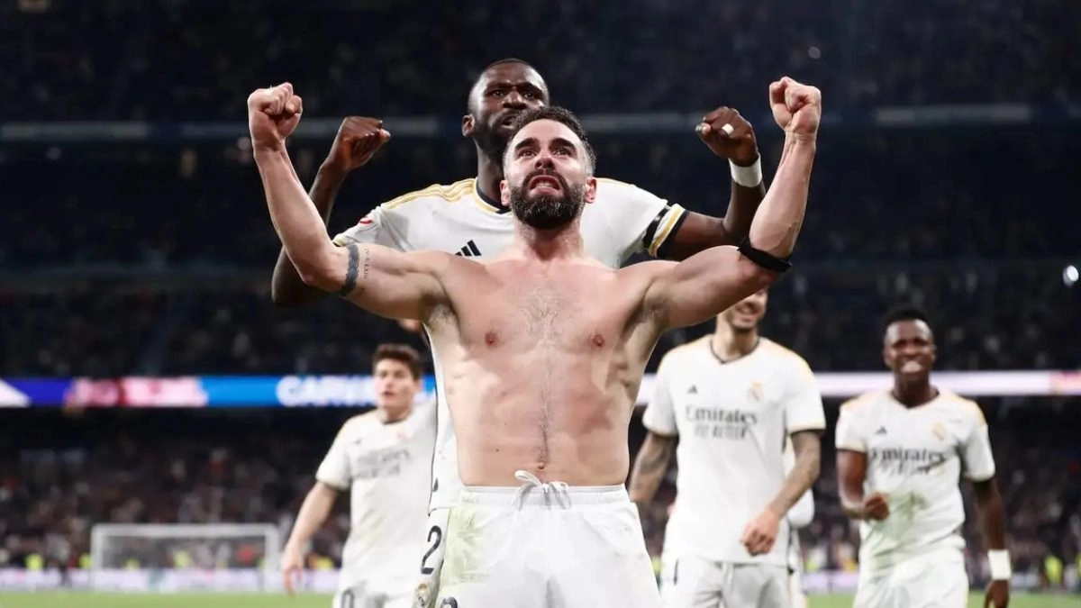 Dani Carvajal celebra un gol con el Real Madrid