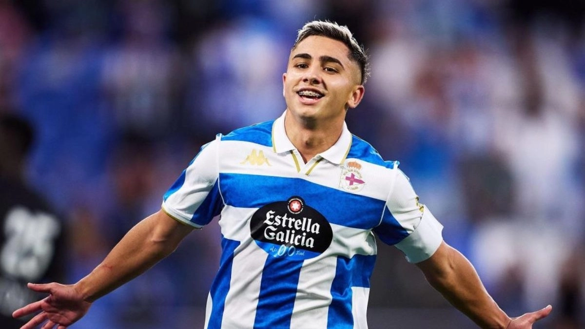 Yeremay Hernández celebra un gol con el Deportivo de La Coruña