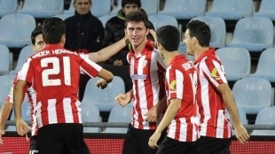 Laporte, celebrando un gol del Athletic.