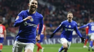 <p>Borja Mayoral celebrates a goal with Getafe</p>