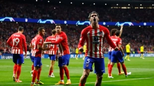 Los jugadores del Atlético de Madrid celebran un gol