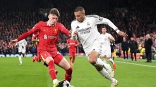 <p>Kylian Mbappé at Liverpool - Real Madrid</p>