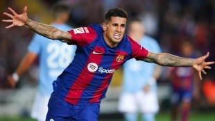 Joao Cancelo celebrates a goal scored with Barcelona