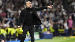 Pep Guardiola en el Santiago Bernabéu