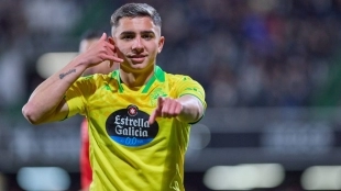 Yeremay Hernández celebra un gol con el Deportivo de La Coruña