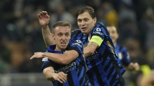 Los jugadores del Inter de Milán celebran un gol