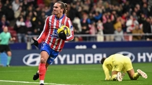 Antoine Griezmann celebrates a goal scored with Atlético de Madrid.