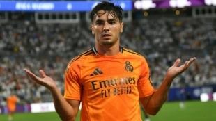 Brahim celebra un gol con el Real Madrid