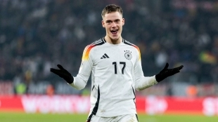 Florian Wirtz celebrates a goal scored with the Germany national team
