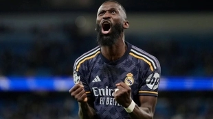 Antonio Rüdiger celebrates a goal for Real Madrid